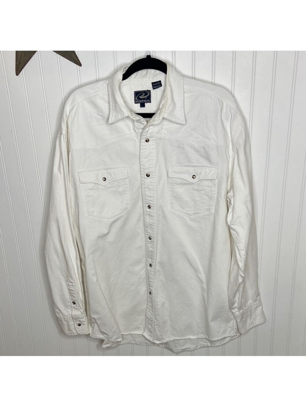 Roper Men's White Cotton Snap Down Shirt Size Large